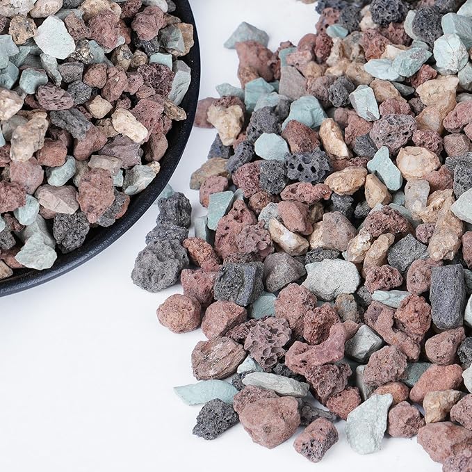 18lbs Mix Horticultural Lava Rocks for Plants, 3/8 Inch Potting Soil Amendment for Succulents, Cacti, Bonsai, Decorative Gravel Plant Drainage Volcanic for Terrarium, Top Dressing