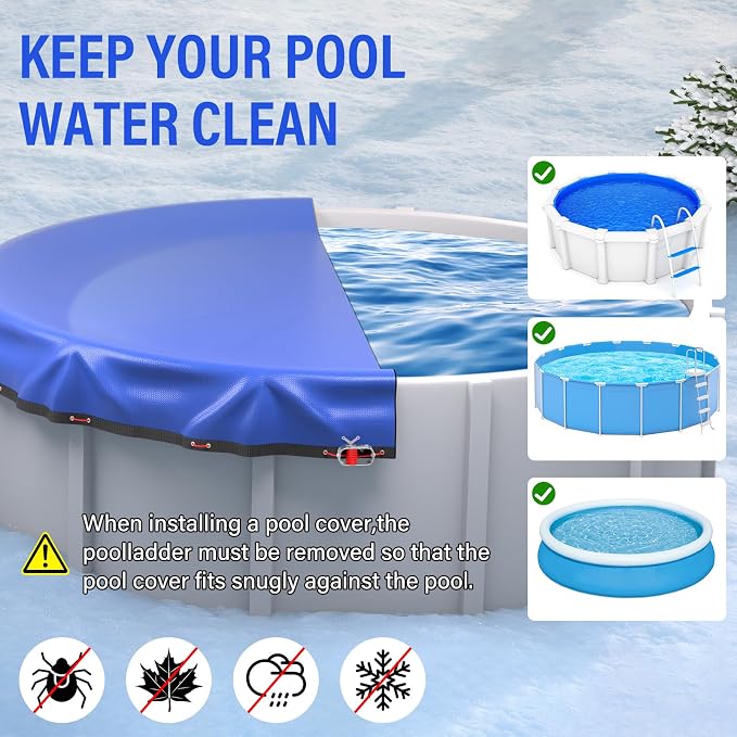 21FT Round Winter Pool Cover 500D Extra Thick Above Ground Pool Cover Above Ground Pool Protection with Winch and Cable Royal Blue