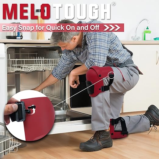 MELOTOUGH Knee Pads for Work,Construction,Flooring,Gardening-Comfortable and Flexible(Red)
