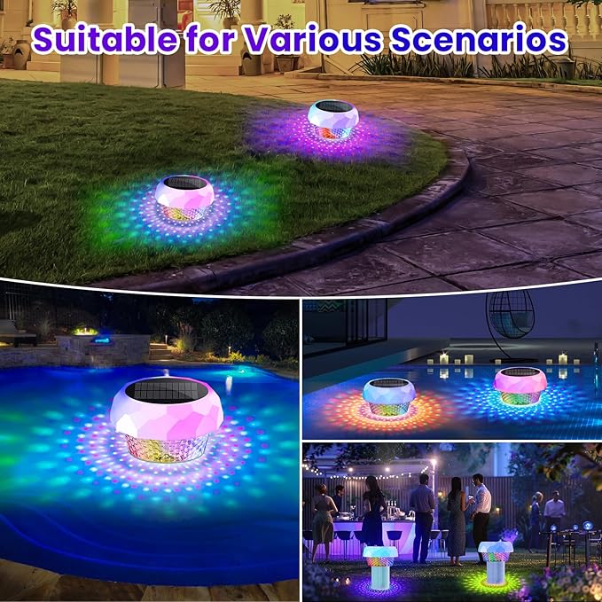 Solar Pool Chlorine Floater with Colorful Lights, Remote-Controlled Lights Adjustable Release Easy-Open Chlorine Floater Dispenser for Pool Large Capacity for 3'' or 1'' Tablets