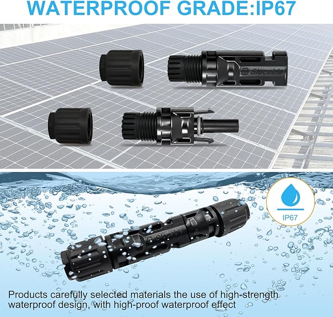 8AWG Solar Copper Aluminum Transition Connectors, IP67 Waterproof 1500V 40A, Male and Female Plug for Solar Cable (CU-AL, 5pairs)