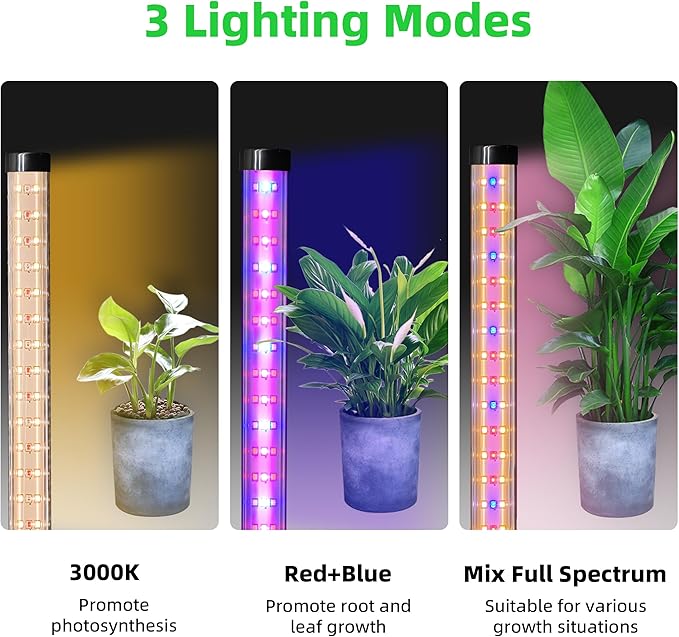 Standing Grow Light for Indoor Plants with Timer,42W Vertical Grow Lights for Indoor Plants Full Spectrum,4FT T8 243LED Plant Lights for Indoor Growing with 3 Lighting Modes for Tall Plants(1 Pack)
