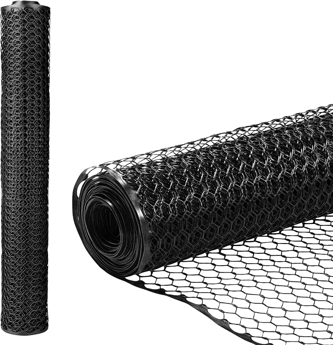 Zebro Plastic Chicken Wire Fence – Flexible Poultry Netting & Garden Fence for Chicken Coops, Rabbits, Pet Enclosures & Landscaping – Weatherproof & Rust-Free - 4' x 75' Black