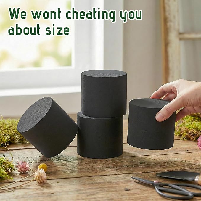 Reusable Floral Foam Round Blocks,Black Flower Foam Round for Artificial & Dried Flowers, Dry Floral Foams Styrofoam for Artificial Flowers (6Pack,3")