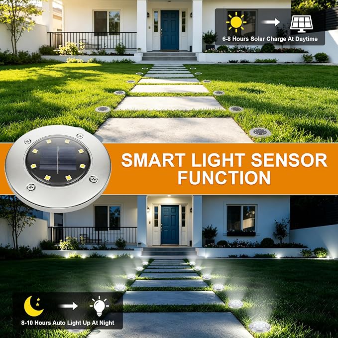 OULONGER 4.6inch Solar Lights Outdoor Waterproof,10Pack Solar Lights for Outside,Solar Garden Lights Landscape Lighting for Patio Pathway Lawn Yard Deck Driveway Walkway(White Light)