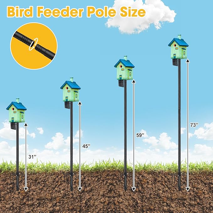 Bird House Pole for Outdoor, 72 Inch Heavy Duty Bird Feeder Pole with 5-Pronged Base, Stand for Backyard Garden Bird Watching,Matte Black,1 Pack (Without Bird House)