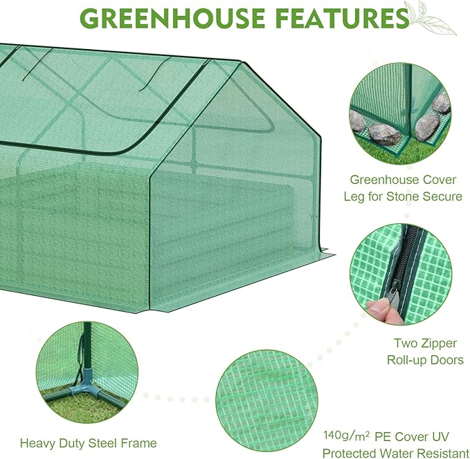 BPS Raised Garden Bed Set, 4x4x1 FT Metal Bottomless Flower Bed with PE Cover for Outdoor Planting, Green