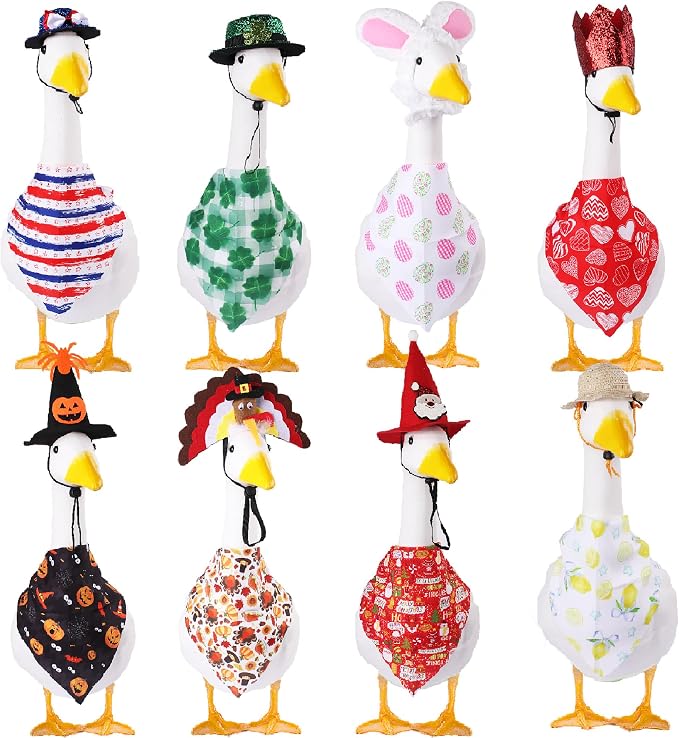 All Season Porch Goose Outfits Clothes Costume Clothing for Plastic Cement Goose Statue Patio Yard Outdoor Decor