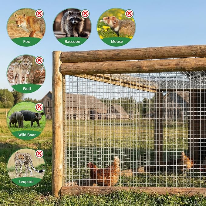 Land guard Hardware Cloth, 1 inch 48inch×100ft Chicken Wire Fence, Galvanized Welded Cage Wire Mesh Roll Supports Poultry Netting Cage Fence