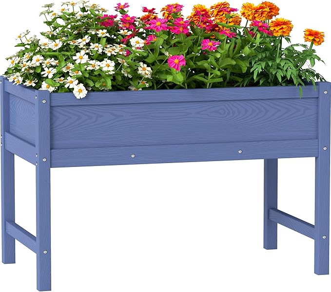 Raised Garden Bed Outdoor with Legs,HDPE Elevated Planter Box Rot-Resistant and Non-Cracking,Raised Beds for Gardening for Backyard, Patio, Balcony, 300lb Capacity Navy