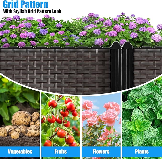 Large Raised Planter Box Outdoor Self Watering 62.9"x15.7"x19.7" , Deep Raised Garden Bed - Elevated Garden Box with Drainage Plug, Rectangular Garden Planter Perfect for Patio Balcony Deck