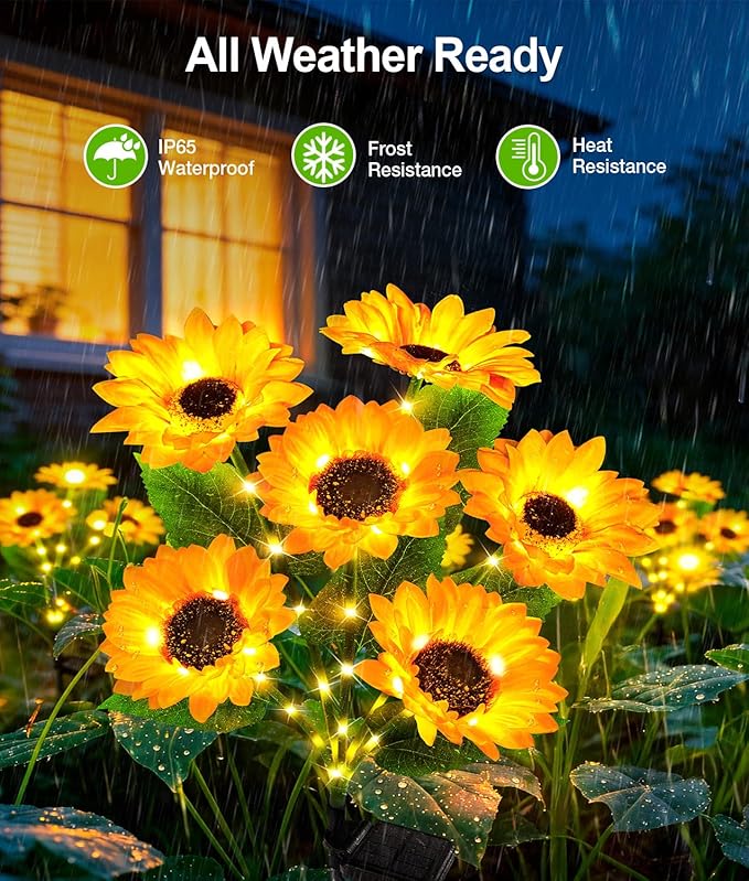 LETMY 6Pack Solar Lights Outdoor Garden Decor, Upgraded Solar Garden Lights with 24 Sunflower Lights, Solar Flowers Outdoor Waterproof IP65 for Garden Flower Bed Yard Decor, Gift for Women Mom Grandma