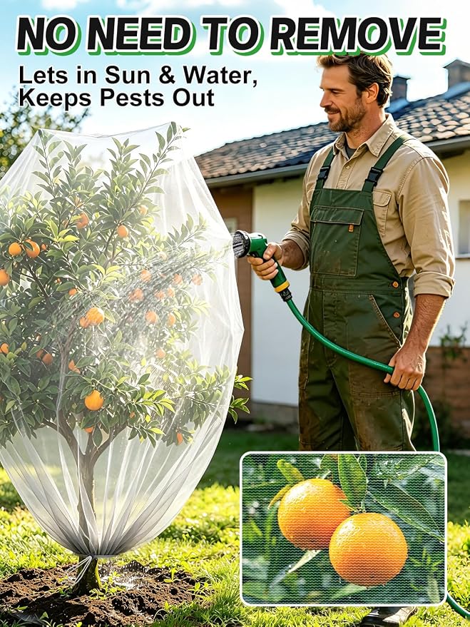6pcs 3.3ft x 5ft Insect Bird Netting for Garden - Ultra-Fine Blueberry Bush Netting Cover with Drawstring for Garden Protection Flower Tomato, Plant Protectors from Animals