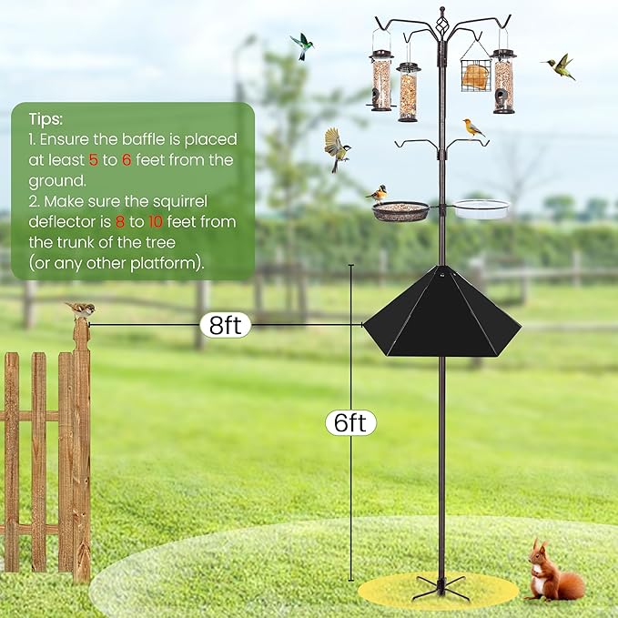 YINGYM Widened 19" Metal Squirrel Baffle for Bird Feeder Poles - Outside Baffle Guard, Weatherproof Outdoor Squirrel Proof Protector with Matte Black Finish (1 Pack)
