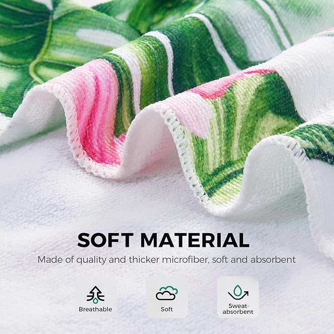 Lounge Chair Towel Covers, 2 Pack Outdoor Chaise Lounge Slipcover, 83" X 29" Flamingo Floral Microfiber Beach Chair Cover, Soft Absorbent Chaise Cover with Pockets for Pool Garden Patio