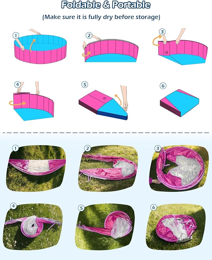 Jasonwell Kiddie Baby Pool with Canopy - Foldable Infant Toddler Kids Pool with Shade Baby Beach Essentials Tent Swimming Wading Pools for Toddlers 1-3 + Kids Dogs Ball Pit Backyard Water Play R, 48"