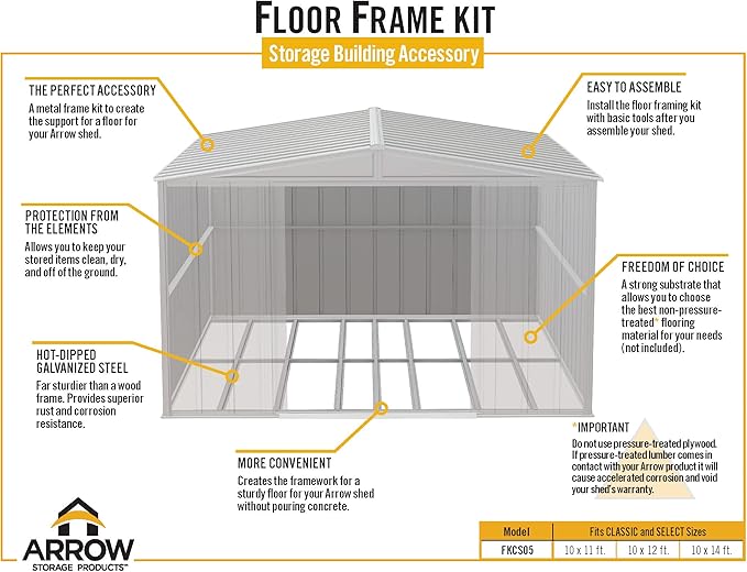 Arrow Sheds Floor Frame Kit for Arrow Classic and Select Storage Sheds, Extra Large Sheds