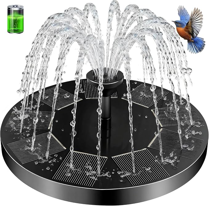 Solar Fountain for Bird Bath, 2026 Upgraded 2.5W Solar Bird Bath Fountain Pump with 6 Nozzles, Floating & Standing Solar Water Pump for Bird Baths, Garden, Pond, Pool, Outdoor