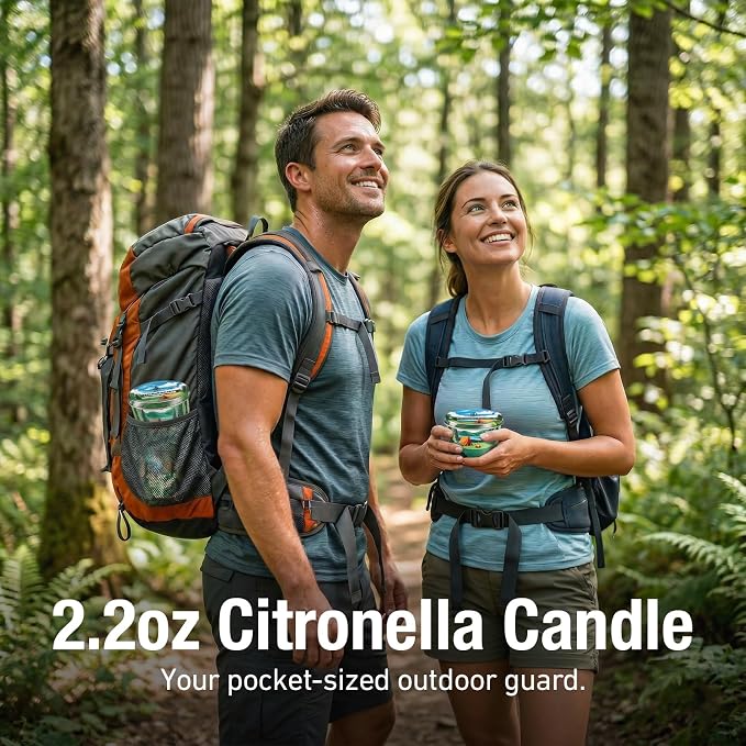 Citronella Candle for Outdoor 9 Pack, 2.2oz Mini Citronella Scented Candles for Outdoor Camping, Natural Soy Wax with Essential Oils, Portable Tin for Patio Backyard Hiking