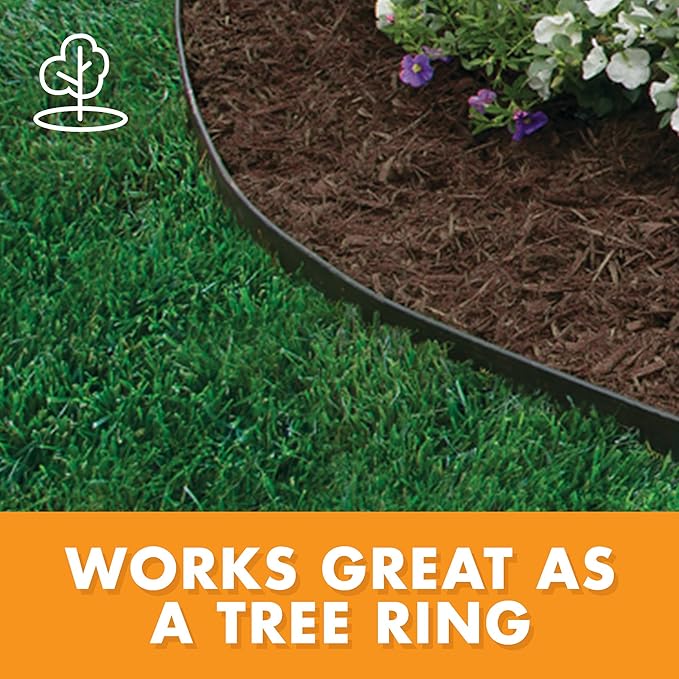 EasyFlex No-Dig Landscape Edging with Anchoring Spikes, 1.5 in. Tall Straight Top Plastic Garden Border, 40 Foot Kit, Black