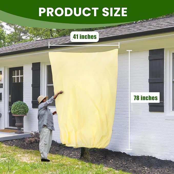 78x41inches Plant Covers Freeze Protection,4 Packs Thickened 2.82oz/yd²Frost Cloth for Outdoor Plants,Winter Tree Covers with Zipper&Drawstring,Plant Blanket for Winter Plant Covers Freeze Protection