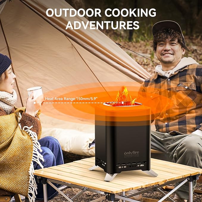 2-in-1 Smokeless Fire Pit with Pot Bracket & Carry Bag, Portable Camping Stove, Wood Burning Mini Tabletop Fireplace for Patio Backyard RV Tailgating, Black 9", #FP052