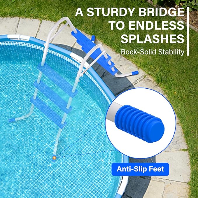 Heavy Duty Steel Frame Swimming Pool Ladder for Above Ground Pools, 3-Step Double-Sided Pool Stairs for 42" Height Pools, 450lbs Capacity with Anti-Slip Rubber Feet & Wide Steps