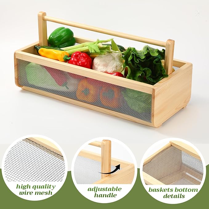 Cinnvoice Garden Hod Basket for Gathering Vegetables 19.6 x 9.4 x 6 in Harvest Gathering Basket for Farmhouse Decor with Adjustable Handle Large Size Suitable for Spring Picnic and Outdoor Picking