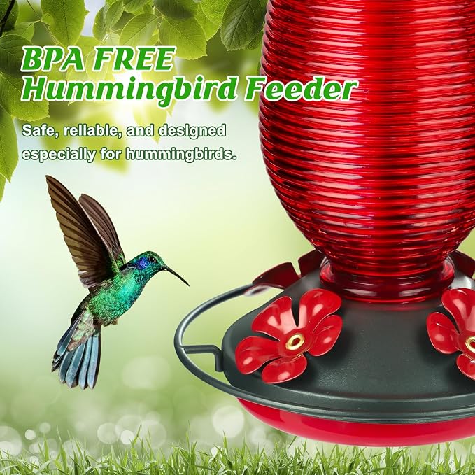 FEED GARDEN Glass Hummingbird Feeder 16 Oz Pink + 20oz Red