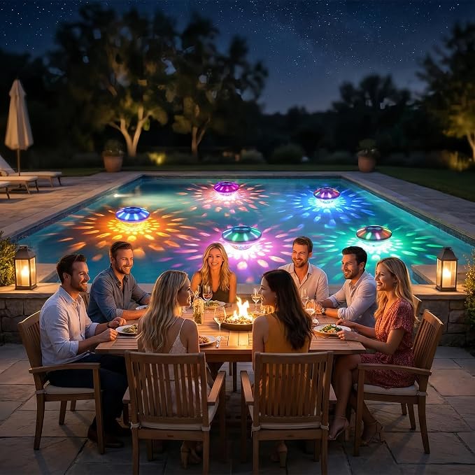 Godferyxin Floating Pool Lights for Night Party, 2 Pack 4000mAh– Color-Changing LED Pool Floats, Waterproof Lanterns for Swimming Pool, Pond, or Backyard Decoration