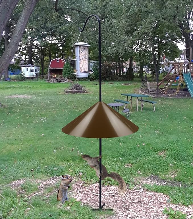 19 Inch Wide Squirrel Baffle for Bird Feeder Pole, Outside Pole Mount Stopper & Bird House Guard for Outdoor Shepherd’s Hook, Brown, 1 Pack
