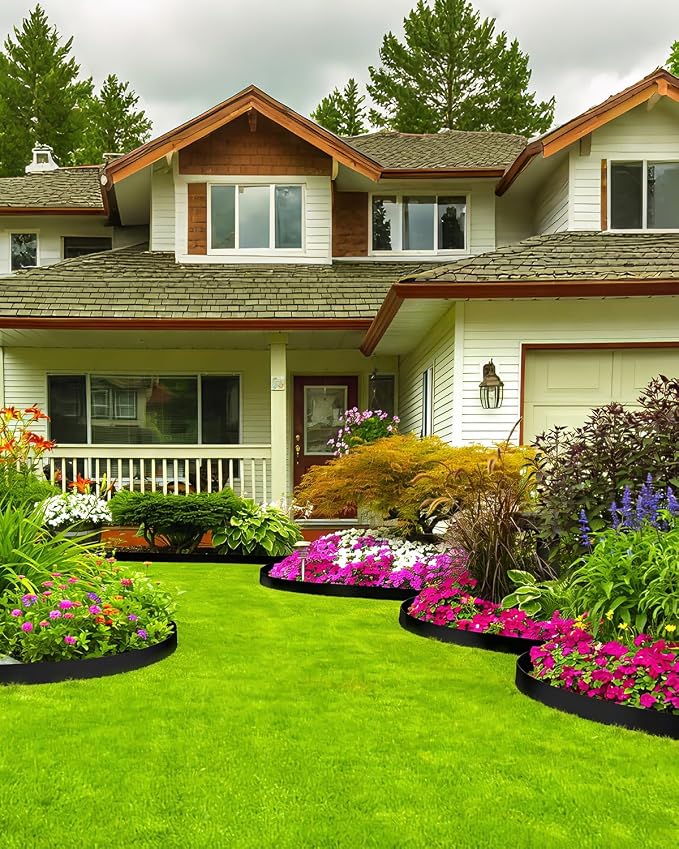 6-Pack Metal Landscape Edging 40" L x 6" H Black Galvanized Steel Landscape Edging, Bendable, Easy to Install and Durable for Garden and Yard Pathway Divider, Total Length 20 Feet