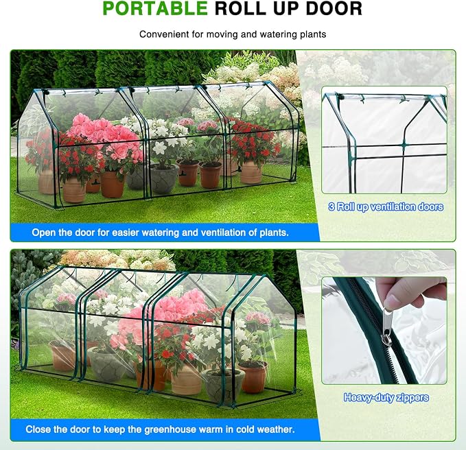 Yesker Mini Greenhouse 106"x36"x36" Portable Small Green House for Indoor Outdoor Greenhouses with PVC Cover Compact Greenhouse Kit for Winter Gardening Balcony Patio Outside Backyard Plant Protection