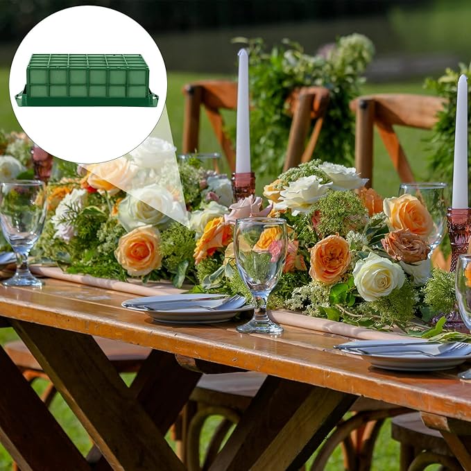 Hahood 2 Packs Floral Foam Cage Rectangle Flower Cage Holders with Floral Foam Flower Arrangement Supplies for Fresh Flowers, Home Wedding Decorations, 11.8 x 4.3 x 3.1 Inches