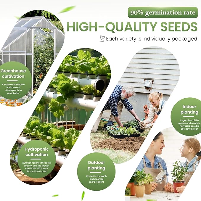 GermiGrow Survival Vegetable Seeds Vault Kit - 36 Heirloom Varieties, 17,600+ Non-GMO Vegetable Seeds for Planting Indoor/Outdoor & Hydroponic Gardening, Survival Gear & Emergency Seeds