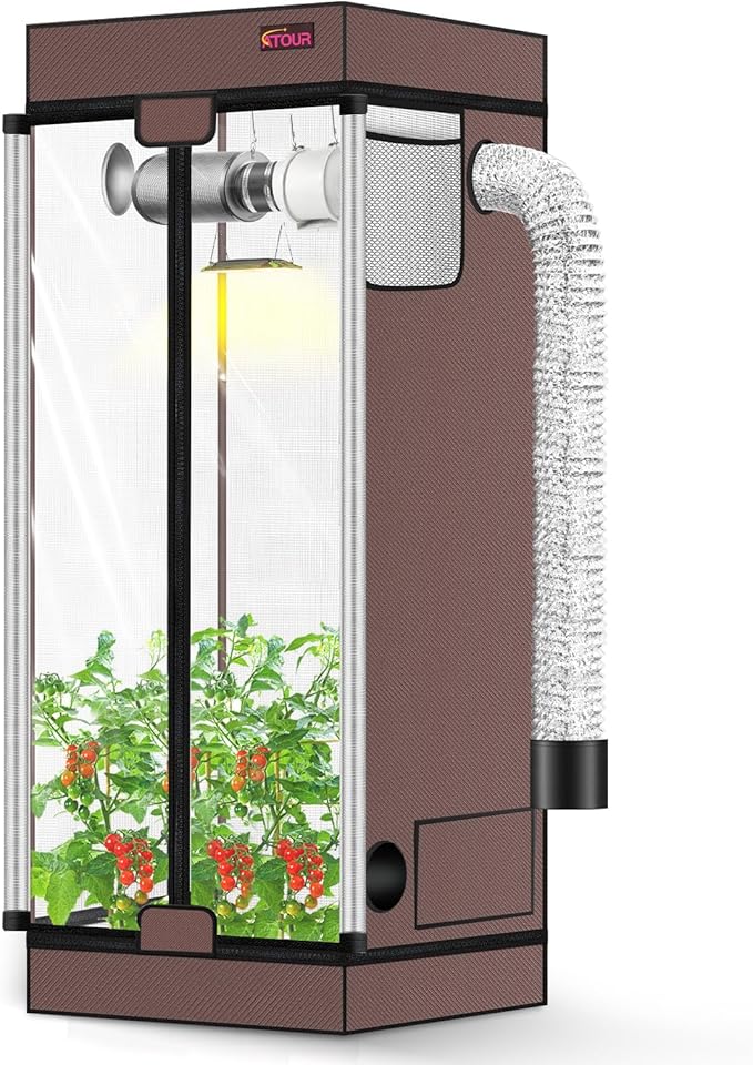 ATOUR 2x2 Grow Tent, 24"x24"x36''High Reflective Mylar 1680D Hydroponic Grow Tents, Waterproof Grow Tent with Double Cleart Observation Door and Floor Tray, for Indoor Plant Growing