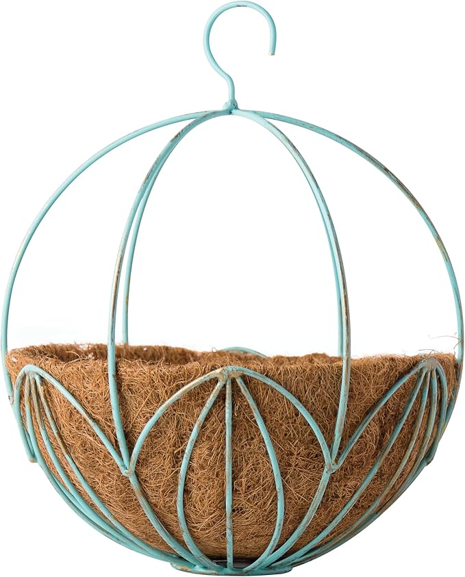 SuperMoss (80301) Leeds Sphere Metal Hanging Basket – Modern Hanging Planter for Indoor & Outdoor Plants – Decorative Metal Hanging Basket for Home, Patio, Garden & Balcony Décor, Medium (14"), Patina