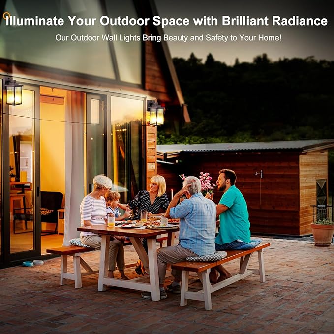 2 Pack Dusk to Dawn Outdoor Lighting, Waterproof Outdoor Porch Light with Tempered Glass, Outdoor Light Fixture for House Exterior Front Door Garage Patio(Oil-Rubbed Bronze)