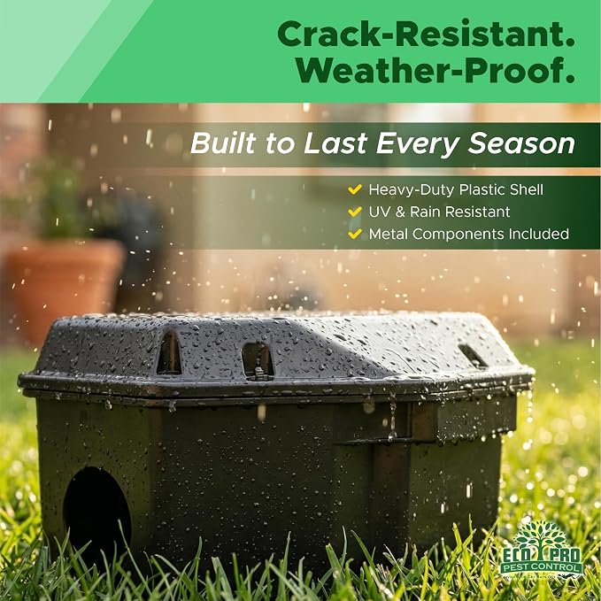 Mouse Bait Station 2 Pack Large Size, Tamper-Resistant Lockable Bait Boxes Indoor Outdoor, Large Rodent Bait Box with Key, Reusable Weather-Resistant Pest Control