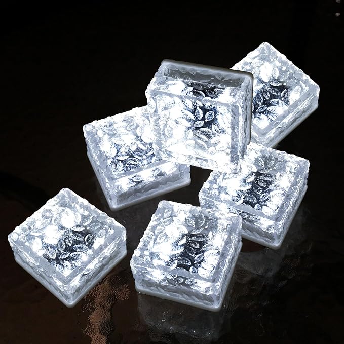 Solar Brick Lights Outdoor Waterproof Small Solar Lights 6 Packs Outdoor Decor for Fence Pathway Path Patio Balcony Outside Garden Bricks Decorations