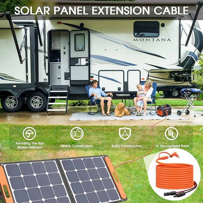 40FT MC4 to 8mm Adapter Cable for Jackery | Universal Solar Panel Connector and DC8020/7909 Compatible with BLUETTI, Yeti, Anker, Jackery Portable Power Station for Camping, RV, Emergency Use