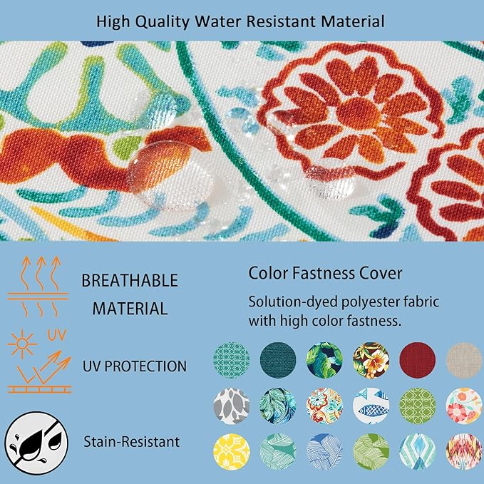 COZYVIDA Outdoor Chair Cushions Set of 4, 20"x20" Square Seat Pads with Tie Straps and YKK Zippers, 30D High-Density Foam, Water-Resistant Fabric,UV-Resistant 1000+ Hrs