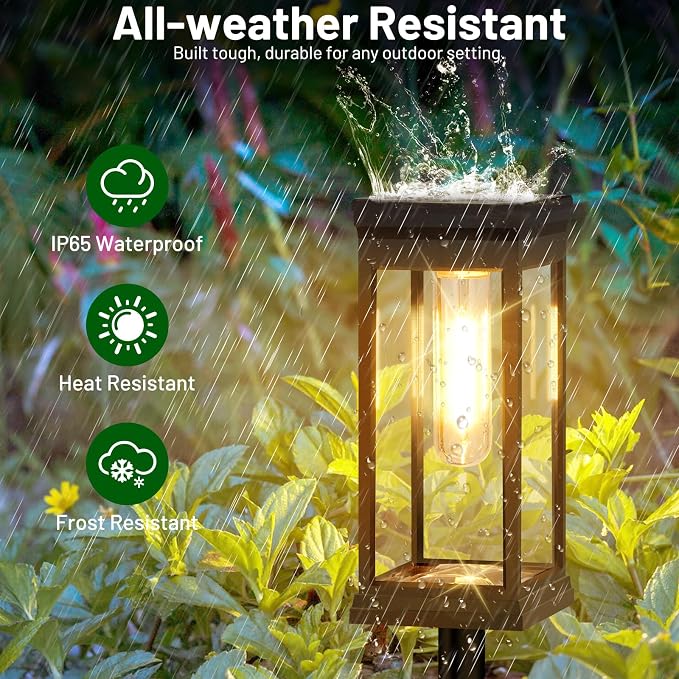 BesLowe Upgraded Solar Pathway Lights Outdoor, 6-Pack Large LED Solar Light Outdoor Waterproof, Super Bright Outside Lights for Yard, Sun-Powered Landscape Lighting for Garden Walkway, Warm White
