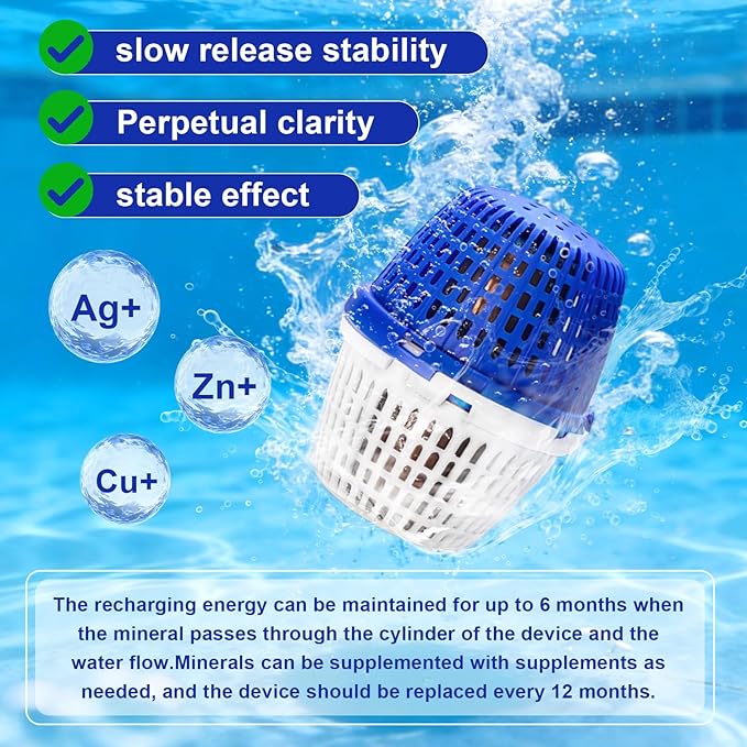 Blue Pool Unit 7.5k-20k Gallons Replacement for Pool RX, Compatible with Mineral Cartridge Above Ground and Inground Pools Filter Replacement