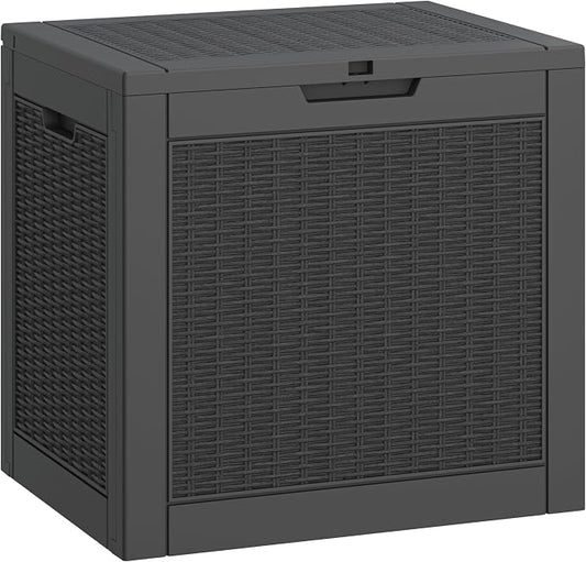 LHBGO 31 Gallon Deck Box, Resin Outdoor Storage Box, Waterproof and UV Resistant Deck Box, Lightweight Storage Box for Garden Tools, Pool Supplies