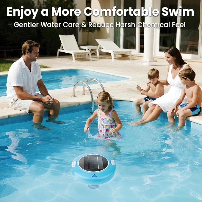 Solar Pool Ionizer for Above Ground & Inground Pools Up to 45,000 Gallons – Easy Pool Maintenance, Clear Water, Long-Lasting Performance