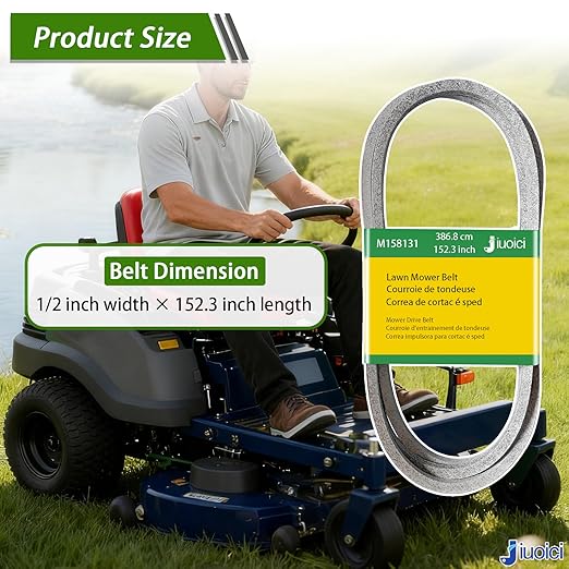 Upgraded Deck Belt M158131 M154296 V-Belt for John Deere Z425 Z435 Z445 EZTrak Series Lawn Mower Flat Belt Drive Belt, 152.3 Inch Length, More Durable and Reliable