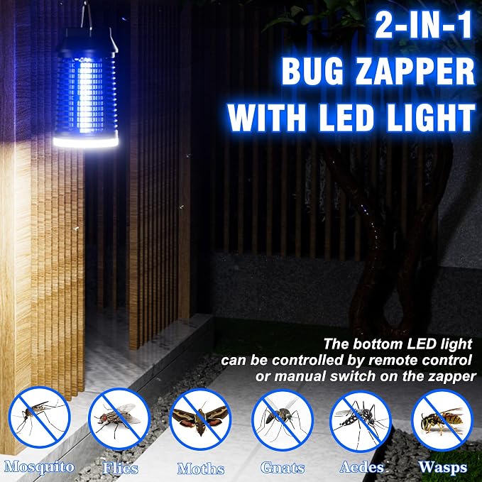 Electric Bug Zapper, Outdoor & Indoor Mosquito Killer with LED Light, Waterproof Fly Trap & Insect Catcher, Plug-in Insect Repellent for Outside, Patio, Garage, Home, and Garden