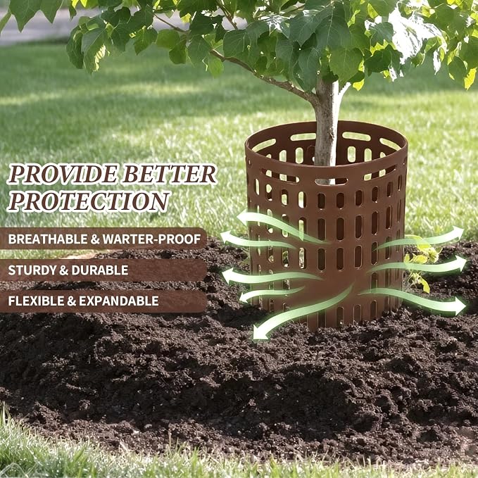 Boao 15 Pieces Plastic Tree Trunk Protector Trees Guard Bark Plant Protectors Locking Tree Guard with 100 Pieces Zip Ties for Protecting Trees from Trimmers and Small Animals (Brown)