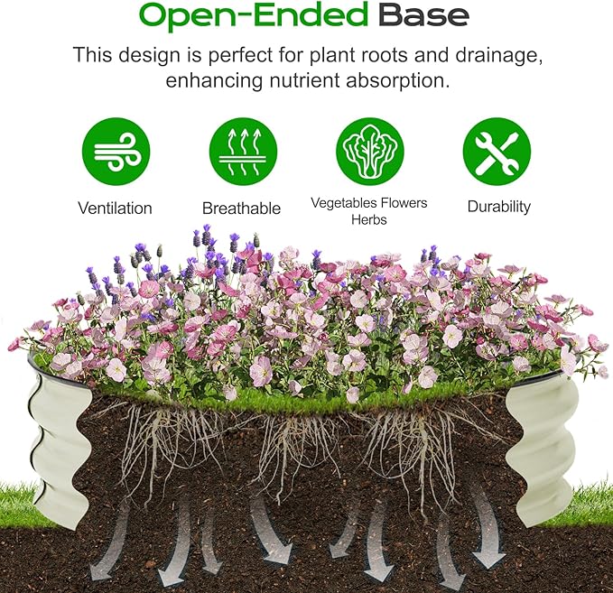 Aoodor 9" Tall 30" Metal Raised Garden Bed, Outdoor Planter Box and Raised Garden Kit for Vegetables, Flowers, Arugula and Herbs, Beige